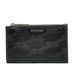 BALENCIAGA - 717784 Black Leather Coin Case